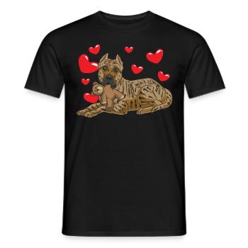 Presa Canario chien avec des animaux en peluche et des coeurs - T-shirt homme - noir - Devant - AI Model Male 178 light (178cm)