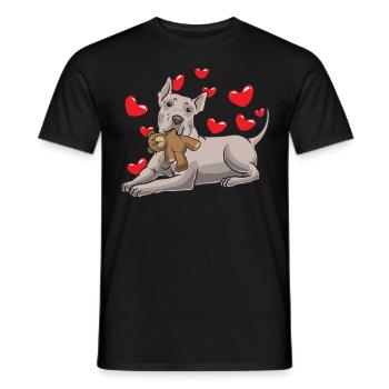 Thai Ridgeback Dog with Plush Toy - Men's T-Shirt - black - Front - AI Model Male 178 light (178cm)