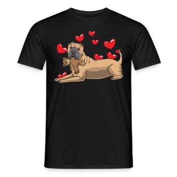Shar Pei Hund mit Kuscheltier und Herzen - Männer T-Shirt - Schwarz - Vorne - AI Model Male 178 light (178cm)