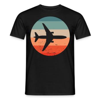 Avion pilote rétro rétro - T-shirt homme - noir - Devant - AI Model Male 178 light (178cm)