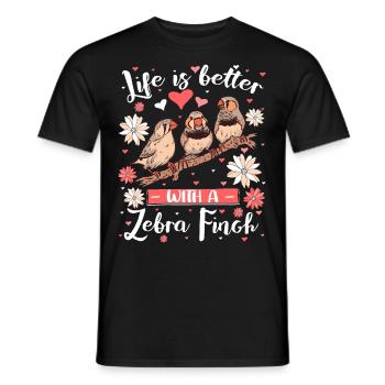 Life is Better with a Zebra Finch - Men's T-Shirt - black - Front - AI Model Male 178 light (178cm)