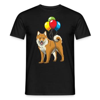 Chien islandais pointu islandais avec ballons - T-shirt homme - noir - Devant - AI Model Male 178 light (178cm)
