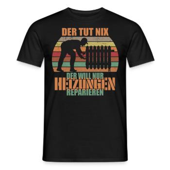 Il ne fait rien, il veut juste réparer le chauffage - T-shirt homme - noir - Devant - AI Model Male 178 light (178cm)