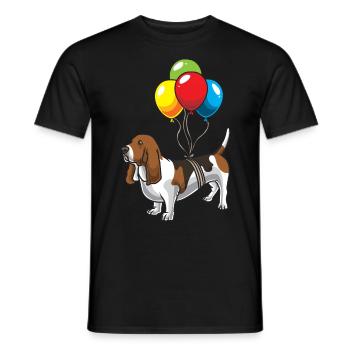 Basset Hound chien avec des ballons - T-shirt homme - noir - Devant - AI Model Male 178 light (178cm)