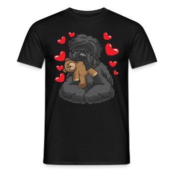 Terrier noir russe avec animal en peluche - T-shirt homme - noir - Devant - AI Model Male 178 light (178cm)