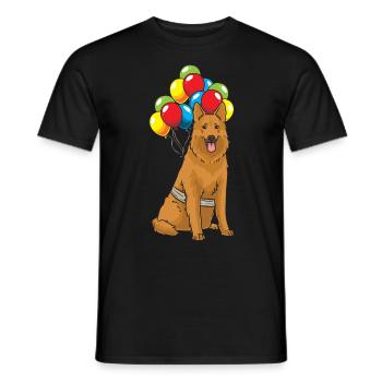 Harzer Fuchs Hund mit Ballons - Männer T-Shirt - Schwarz - Vorne - AI Model Male 178 light (178cm)