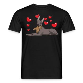 Xoloitzcuintle dog with plush toy and many - Men's T-Shirt - black - Front - AI Model Male 178 light (178cm)