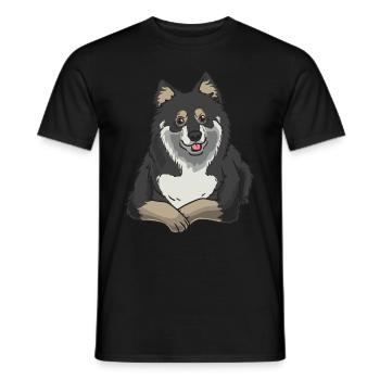 Finnish Lapdog - Men's T-Shirt - black - Front - AI Model Male 178 light (178cm)