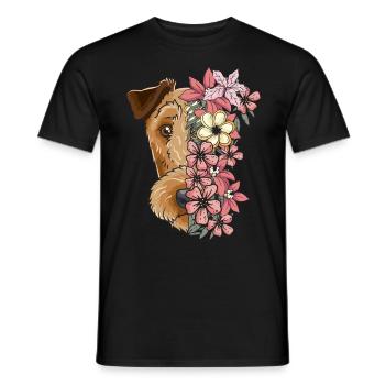 Irish Terrier with flowers - Men's T-Shirt - black - Front - AI Model Male 178 light (178cm)