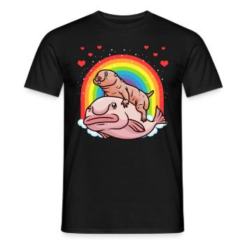 Funny blobfish with naked mole - Men's T-Shirt - black - Front - AI Model Male 178 light (178cm)