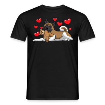 American Akita avec animal en peluche - T-shirt homme - noir - Devant - AI Model Male 178 light (178cm)