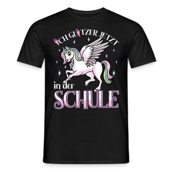 Schulkind Mädchen Einschulung mit Pegasus - Männer T-Shirt - Schwarz - Vorne - AI Model Male 178 light (178cm)