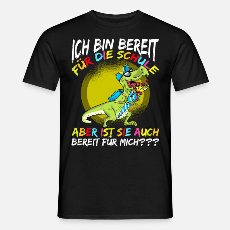 Schulkind Einschulung mit Dinosaurier - Männer T-Shirt - Schwarz