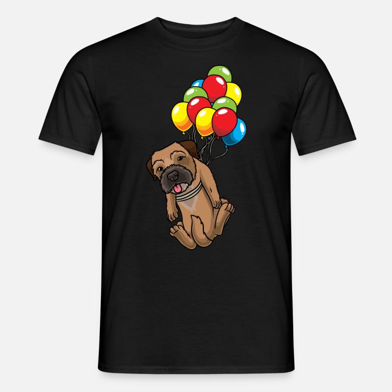 Border Terrier mit Luftballons - Männer T-Shirt - Schwarz