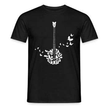 Banjo instrument with butterflies - Men's T-Shirt - black - Front - AI Model Male 178 light (178cm)