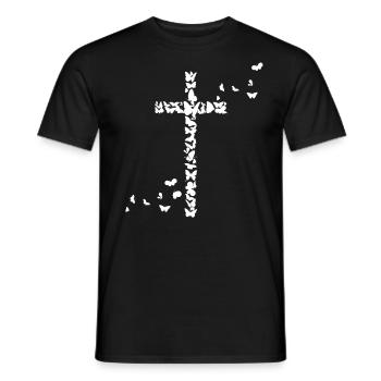 Jesus Christians Christianity Butterflies Cross - Men's T-Shirt - black - Front - AI Model Male 178 light (178cm)