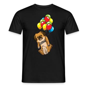 Tibetan Spaniel Dog Funny with Balloons - Men's T-Shirt - black - Front - AI Model Male 178 light (178cm)