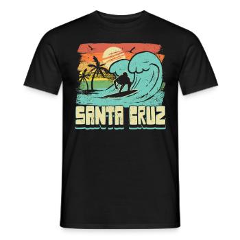 Vintage 70er 80er Retro Surfing Santa Cruz - Männer T-Shirt - Schwarz - Vorne - AI Model Male 178 light (178cm)