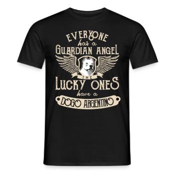 Dogo Argentino avec ange gardien sort - T-shirt homme - noir - Devant - AI Model Male 178 light (178cm)