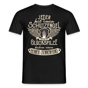Berner Sennenhund mit Schutzengel Spruch - Männer T-Shirt - Schwarz - Vorne - AI Model Male 178 light (178cm)