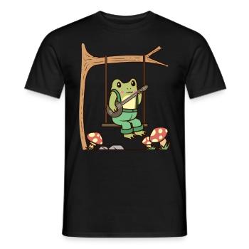 Cottagecore Aesthetic Frog with Banjo - Men's T-Shirt - black - Front - AI Model Male 178 light (178cm)