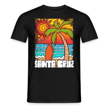 Vintage 70er 80er Retro Surfing Santa Cruz - Männer T-Shirt - Schwarz - Vorne - AI Model Male 178 light (178cm)