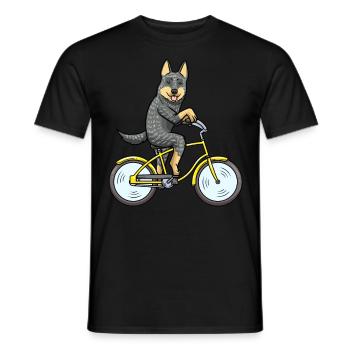 Australian Cattle Dog Hund Mit Fahrrad - Männer T-Shirt - Schwarz - Vorne - AI Model Male 178 light (178cm)