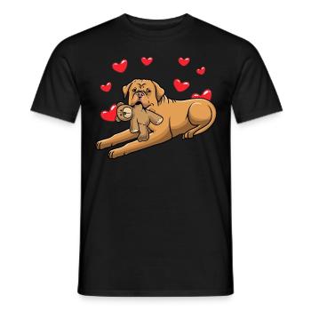 Dogue de Bordeaux Dog with Plush Toy - Men's T-Shirt - black - Front - AI Model Male 178 light (178cm)