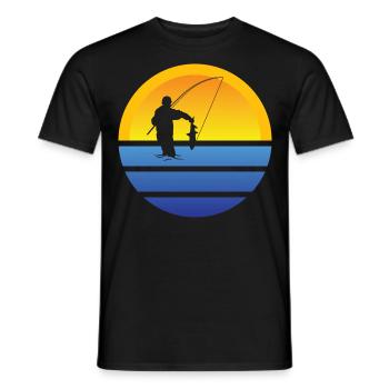 Angler Retro Angeln Angelhaken Fischen Geschenk - Männer T-Shirt - Schwarz - Vorne - AI Model Male 178 light (178cm)