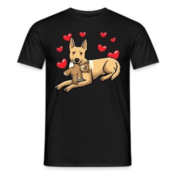 Carolina Dog dog with cuddly toy - Men's T-Shirt - black - Front - AI Model Male 178 light (178cm)