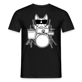 Schlagzeuger Drummer Hund mit Schlagzeug Kinder - Männer T-Shirt - Schwarz - Vorne - AI Model Male 178 light (178cm)