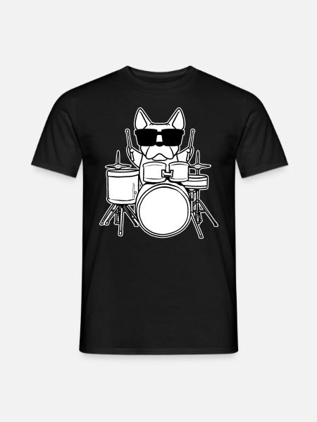 Batteur Batteur Chien avec Tambour Enfants - T-shirt homme - noir