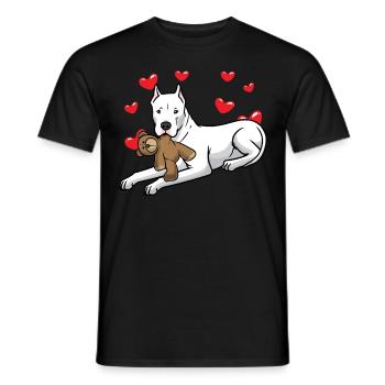 Dogo Argentino dog with plush toy and many - Men's T-Shirt - black - Front - AI Model Male 178 light (178cm)
