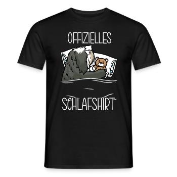 Bearded Collie Kuscheltier Hund Schlafshirt - Männer T-Shirt - Schwarz - Vorne - AI Model Male 178 light (178cm)