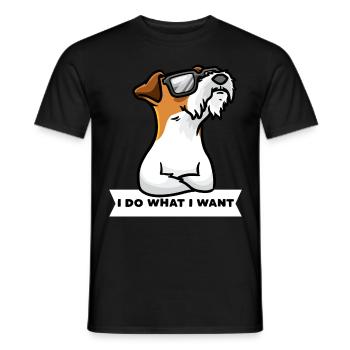 Chien têtu Fox Terrier Wirehair - T-shirt homme - noir - Devant - AI Model Male 178 light (178cm)