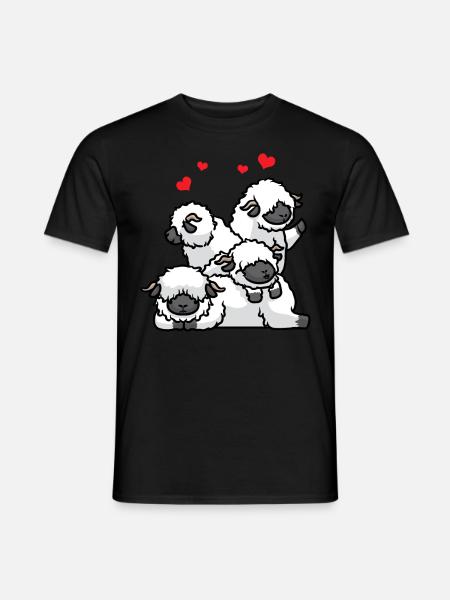 Walliser Schwarznasenschaf Schaf Mit Herzen Tier - Männer T-Shirt - Schwarz
