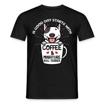 Miniature Bull Terrier Miniature Bull Terrier Café - T-shirt homme - noir - Devant - AI Model Male 178 light (178cm)