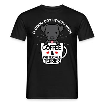 Patterdale Terrier Chien Fourrure Terrier Café - T-shirt homme - noir - Devant - AI Model Male 178 light (178cm)