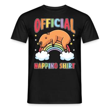 Capybara Regenbogen Pyjama Schlafshirt - Männer T-Shirt - Schwarz - Vorne - AI Model Male 178 light (178cm)