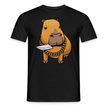 Capybara avec couteau Drôle Capybara - T-shirt homme - noir - Devant - AI Model Male 178 light (178cm)