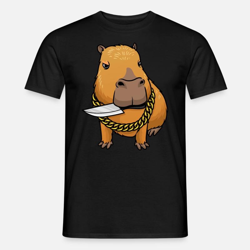 Capybara avec couteau Drôle Capybara - T-shirt homme - noir