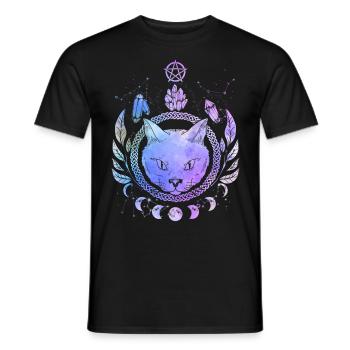 Occult Cat Magic Symbol Wicca Goth Cats - Men's T-Shirt - black - Front - AI Model Male 178 light (178cm)