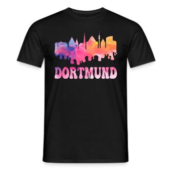 Dortmund Deutschland Stadt Skyline Splash Bunt - Männer T-Shirt - Schwarz - Vorne - AI Model Male 178 light (178cm)