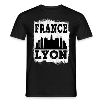 Lyon France City Skyline Summer Holiday Love - Men's T-Shirt - black - Front - AI Model Male 178 light (178cm)