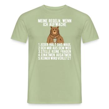 Meine Regeln wenn ich aufwache - Männer T-Shirt - Sage - Vorne - AI Model Male 178 light (178cm)