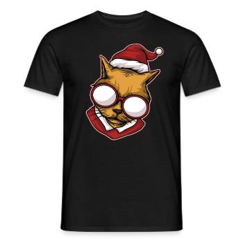 Ugly Christmas Sweater Cat - Men's T-Shirt - black - Front - AI Model Male 178 light (178cm)