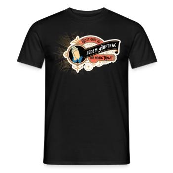 Gott gibt zu jedem Auftrag die nötige Kraft - Männer T-Shirt - Schwarz - Vorne - AI Model Male 178 light (178cm)