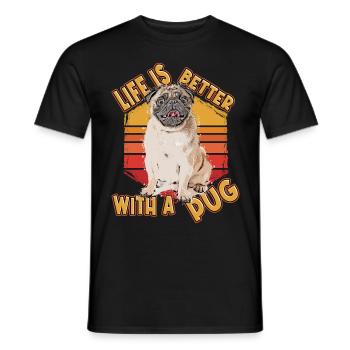 Pug Pug Saying Funny Dog Pet Cartoon Comic - Men's T-Shirt - black - Front - AI Model Male 178 light (178cm)