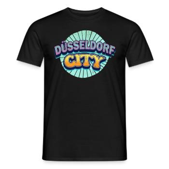 Dusseldorf Germany City Font Pop Art Comic - Men's T-Shirt - black - Front - AI Model Male 178 light (178cm)