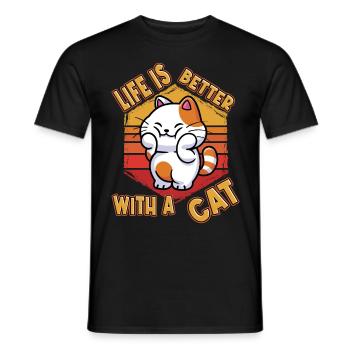 La vie de chat est meilleure avec un chat qui dit drôle - T-shirt homme - noir - Devant - AI Model Male 178 light (178cm)